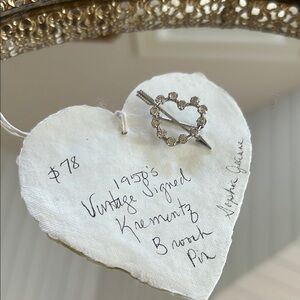 🩶Krementz Silver Brooch Heart Pin🩶